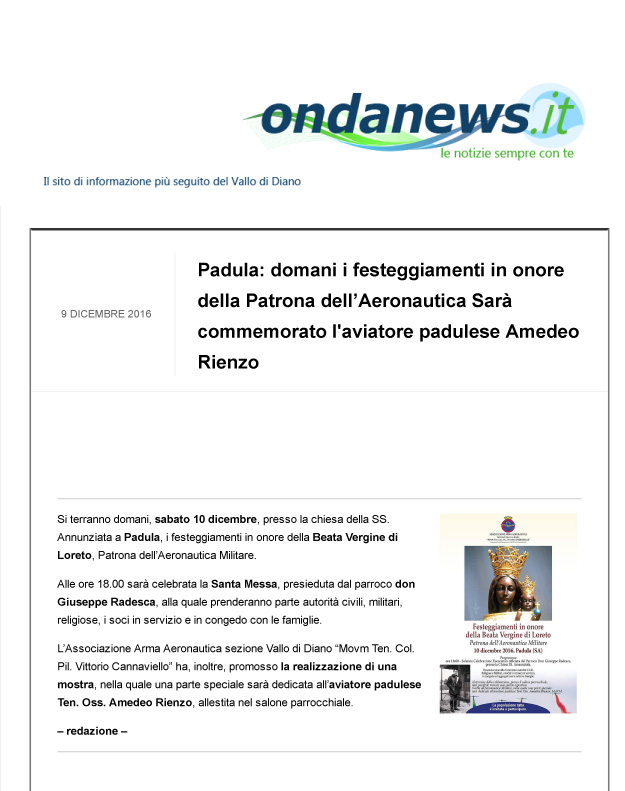 Ondanews_Padula_domani_festeggiamenti_Patrona_Aeronautica_08.12.2016